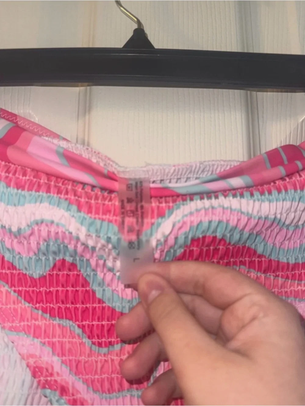 SHEIN Pink, Aqua and White Striped Two-Piece Bikini Set